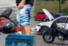 Motociclista fica ferido em colisão com carro na Avenida Pedro Teixeira, em Manaus