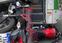 Acidente entre moto e ônibus deixa dois feridos no bairro São Jorge, em Manaus