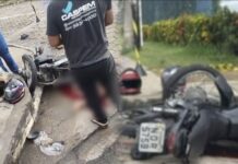 Passageiro de moto tem parte da perna dilacerada em grave acidente no Distrito Industrial, em Manaus