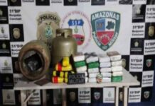 PM apreende mais de 29 tabletes de drogas escondidos em botijões de gás no Amazonas