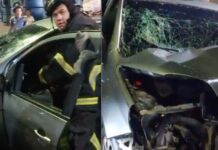 Motorista perde controle e três pessoas ficam presas em acidente no Viaduto Rei Pelé