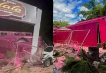 Motorista perde controle e destrói fachada de cafeteria em Manaus