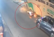 VÍDEO: Motociclista morre após ser arremessado contra muro em acidente na zona norte de Manaus
