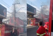 Poste de energia pega fogo em frente à Grande Família, em Manaus; veja vídeo