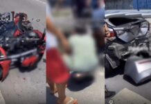 Motociclista fica ferido após colisão com carro na Avenida das Torres, em Manaus