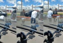 Vídeo mostra momento em que caixão cai de carro funerário durante transporte