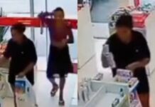 VÍDEO! Trio armado faz arrastão e leva produtos de higiene e medicamentos de drogaria em Manaus