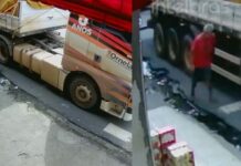 VÍDEO! Homem fica gravemente ferido após ter perna esmagada por roda de caminhão em Manaus