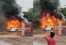 VÍDEO! Ônibus é destruído por incêndio no bairro Tarumã, em Manaus