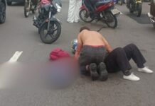 Pneu de motocicleta fura e deixa dois feridos em acidente na Avenida das Torres, em Manaus