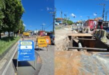 Obra parada da CIGÁS trava trânsito e transforma avenida em gargalo na zona norte de Manaus
