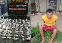 Homem é preso por tráfico após perseguição policial em Presidente Figueiredo
