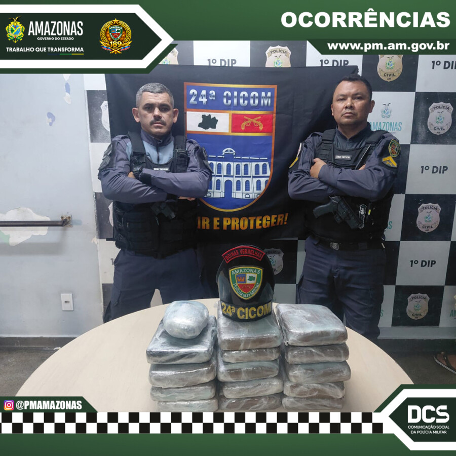 Apreensão de skunk em Manaus realizada pela Polícia Militar na área da Balsa Amarela.