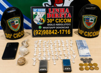 HOMEM É PRESO COM DROGAS E BALANÇAS DE PRECISÃO NO BAIRRO JORGE TEIXEIRA, EM MANAUS Homem preso com drogas durante ação da Polícia Militar no Jorge Teixeira.