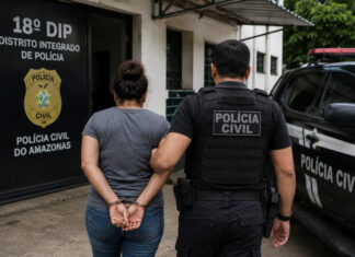 MULHER É PRESA 18 ANOS APÓS ATEAR FOGO EM RIVAL DURANTE CRIME PASSIONAL NA COLÔNIA SANTO ANTÔNIO, EM MANAUS Mulher presa por homicídio após anos foragida em Manaus.