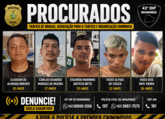 POLÍCIA CIVIL DIVULGA IMAGENS DE CINCO PROCURADOS POR TRÁFICO DE DROGAS EM NHAMUNDÁ Procurados por tráfico de drogas em Nhamundá.