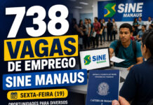 SINE MANAUS OFERTA 738 VAGAS DE EMPREGO NESTA SEXTA-FEIRA (19) O Sine Manaus oferece 738 vagas de emprego nesta sexta-feira (19), com oportunidades para diversos setores e 17 vagas destinadas a PcDs.