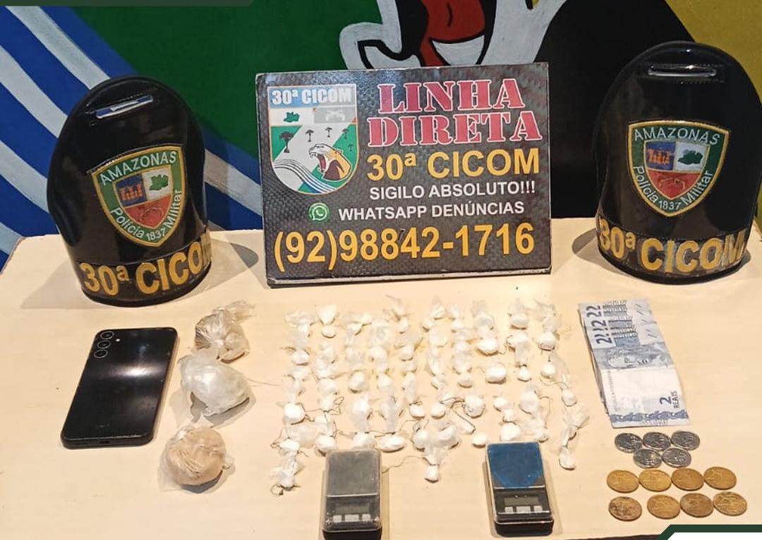 Homem preso com drogas durante ação da Polícia Militar no Jorge Teixeira.