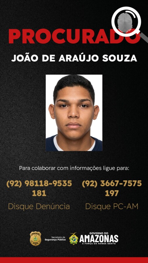 Suspeito de homicídio na comunidade Grande Vitória procurado pela Polícia Civil.