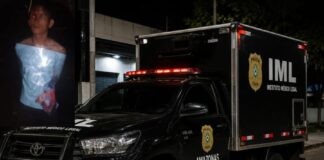 CORPO É ENCONTRADO COM MÃOS AMARRADAS, MENSAGEM E MARCAS DE TIROS NA COMPENSA, EM MANAUS Corpo encontrado na Compensa durante atendimento da Polícia Militar.