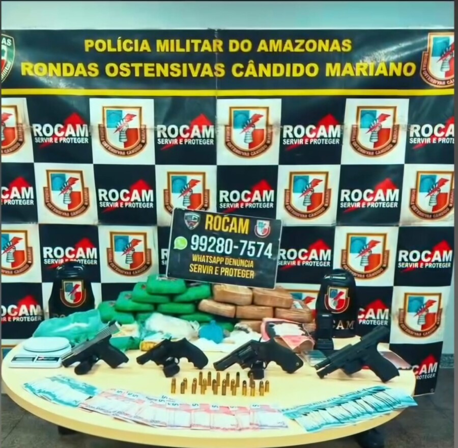 Suspeitos presos por atentado contra PM em Manaus.