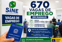 SINE MANAUS OFERTA 670 VAGAS DE EMPREGO NESTA QUINTA-FEIRA (18) Atendimento no Sine Manaus durante processo de seleção para 670 vagas de emprego ofertadas nesta quinta-feira.
