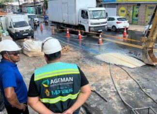 Águas de Manaus tem 48 horas para explicar rompimento que abriu cratera em avenida recapeada