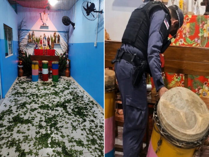 Operação policial em terreiro de matriz africana investigada em Manaus.