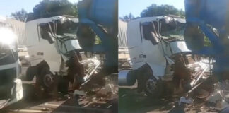 Colisão entre caminhão e betoneira trava trânsito na Av. do Turismo