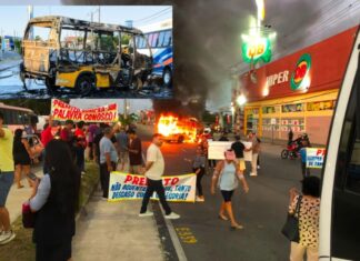 MOTORISTAS DOS “AMARELINHOS” INCENDEIAM MICRO-ÔNIBUS DURANTE PROTESTO EM MANAUS Protesto dos Amarelinhos em Manaus com micro-ônibus incendiado
