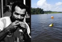 CORPO DE GUIA DE TURISMO É ENCONTRADO APÓS DESAPARECIMENTO EM LAGO DE PRESIDENTE FIGUEIREDO Mergulhadores do Corpo de Bombeiros durante as buscas no lago da Comunidade Rumo Certo, em Presidente Figueiredo.
