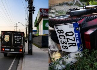 MOTOCICLISTA MORRE APÓS ATROPELAR PEDESTRE E BATER EM POSTE NA GRANDE CIRCULAR, EM MANAUS