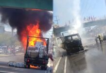 Caminhão de reciclagem pega fogo e mobiliza bombeiros em Manaus Caminhão de reciclagem pega fogo em Manaus durante ocorrência atendida pelos bombeiros.
